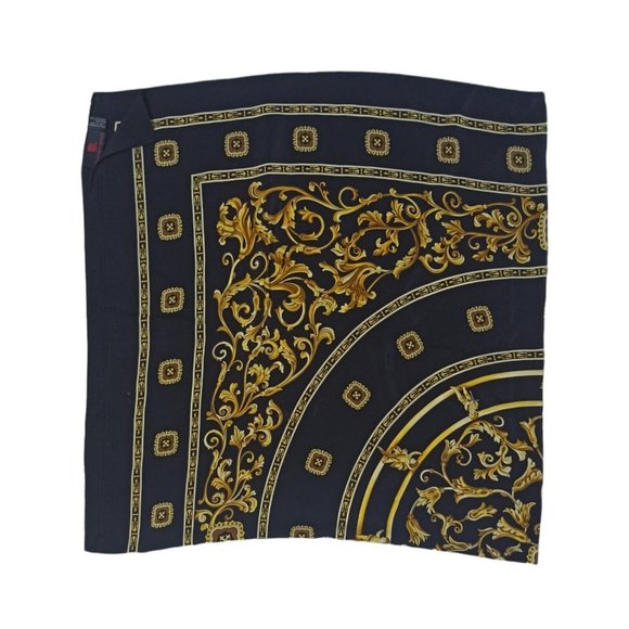 MARTINA PINKENBURG Black/Gold Baroque Silk Shawl ITALY 55”/ 53